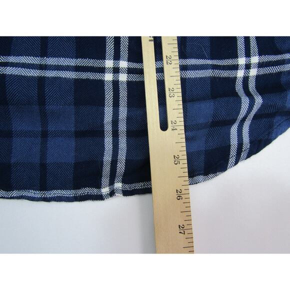 Rails Blue Plaid Rayon High Low Button Top Womens size XS Collar Boho Outdoor - Picture 9 of 12